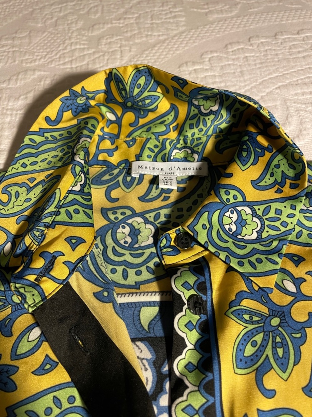 Italian floral Paisley Women's silky blouse.